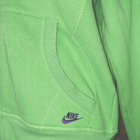 Women's Nike Lime Green Zip Up Hoodie Sweatshirt Sz: L - Picture 3 of 6